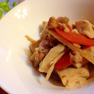 高野豆腐と豚バラの根菜煮